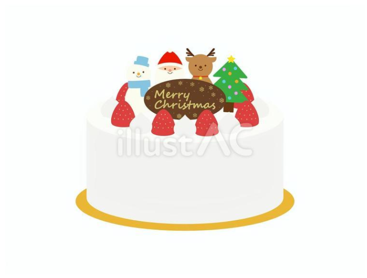 シンプルなクリスマスケーキカラー画像（イラストAC）