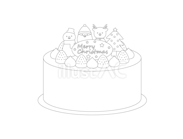 シンプルなクリスマスケーキ線画（イラストAC）